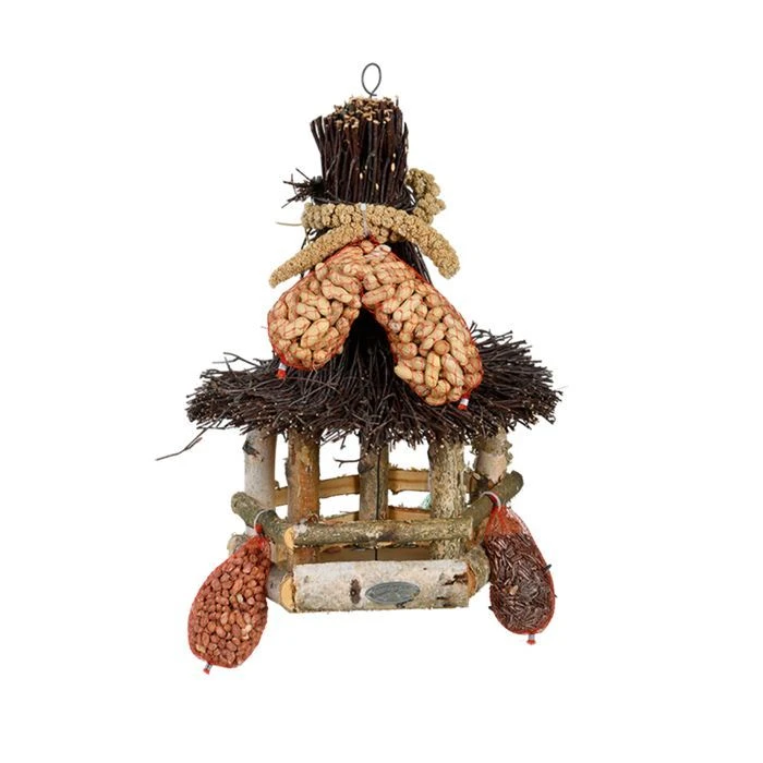 ESSCHERT DESIGN Table Pour Oiseaux Avec Toit En Branches De Bouleau Et Nourriture Pour Oiseaux 1 ESSCHERT DESIGN Table Pour Oiseaux Avec Toit En Branches De Bouleau Et Nourriture Pour Oiseaux